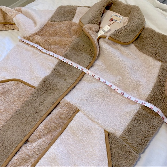 Anthropologie Pilcro Colorblocked Sherpa Teddy Coat  “Mixed Fur” Large - Picture 12 of 15